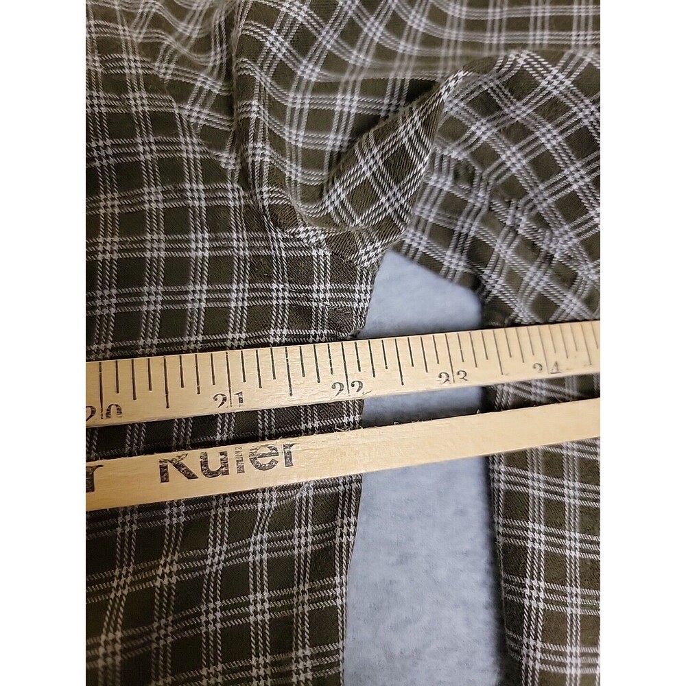 Hugo Boss Shirt Mens L Olive Green Black Plaid Slim Cotton Preppy‎ Flip Cuffs - Picture 11 of 13